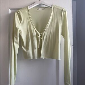 Wilfred Light Green Tie-Front Long Sleeve Top